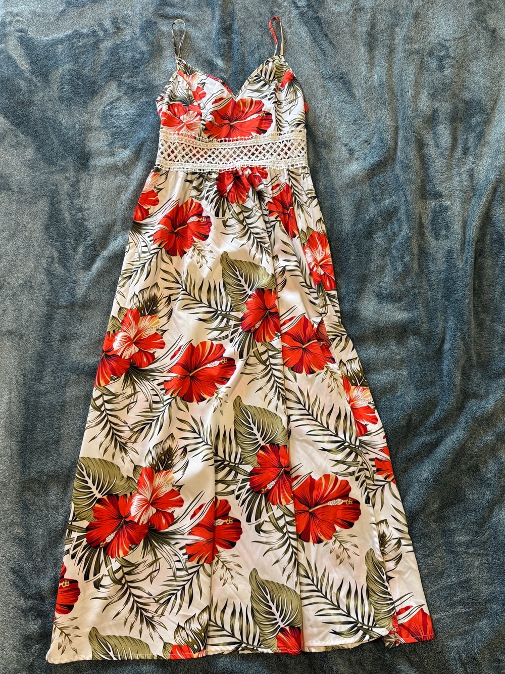 Tropical Red Floral Maxi Sundress